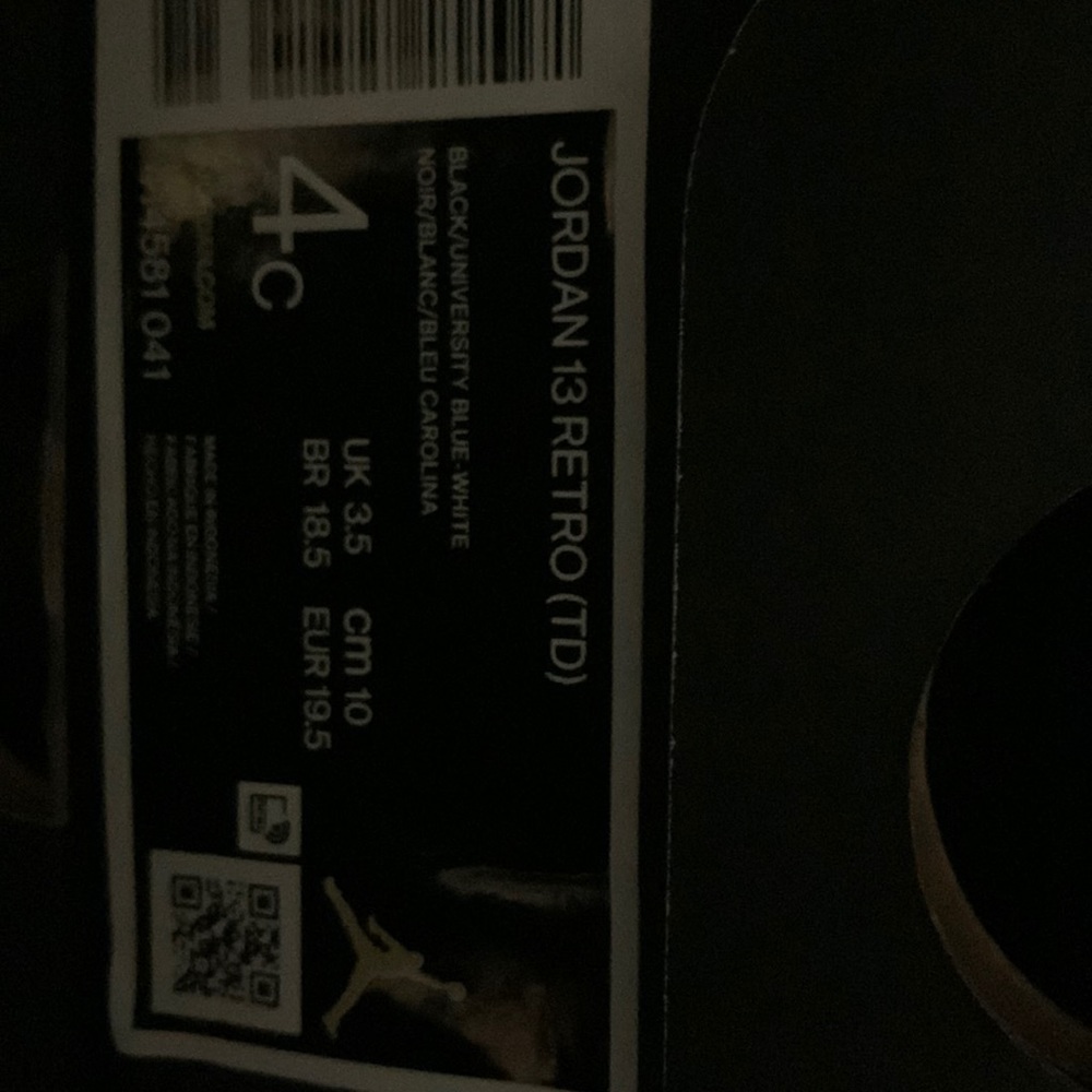 Jordan Retro 13 (TD) black and university blue worn twice